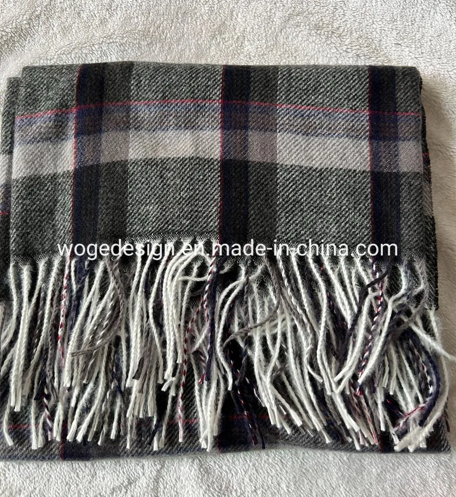 Hot Sales Unisex Jacquard Cashmere Felling Polyester Yarn Warm Winter Tartan Shawl Accessory