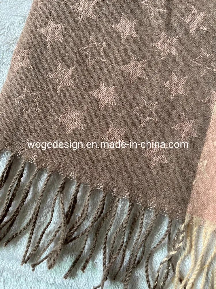 Yiwu Prime Producer Long Jacquard Star Polyester Yarn Soft Cashmere Feeling Scarf Dress Accessory